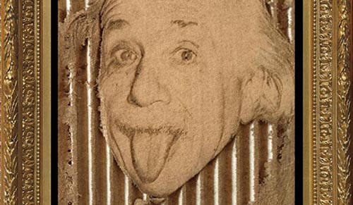 Einstein, gravure sur carton